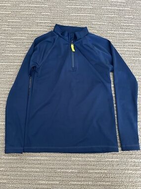 Crewcuts sz S Navy Long-Sleeve Swim Rash Guard with Neon Zipper